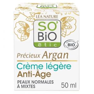Cr&egrave;me Anti-&Acirc;ge L&eacute;g&egrave;re Jour Pr&eacute;cieux Argan Bio SO BIO ETIC - Le pot de 50 mL Lot De 2 - Par Lot (March&eacute; Parisien, neuf)