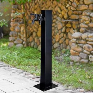 Colonne d'eau de jardin ext&eacute;rieure en acier inoxydable avec robinet, robinet d'eau vertical sur pied pour tuyau d'arrosage, robinet d'eau de cour ext&eacute;rieur antigel (hauteur: 60cm/95cm)(Height: 60cm/23 (liulinxianlanlanwujinjiancaidian, neuf)