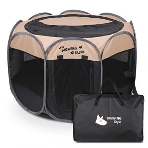 BIGWING Style Parc Chiot,2020 Nouveau,Parc à Chiot Enclos pour Chiens Chats Lapins Pliable Utiliser à l'intérieur et à l'extérieur (Beige,XL) (Altrue, neuf)
