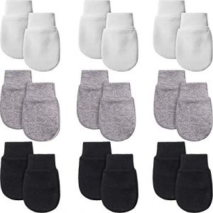 9 Paires de Mitaines Pour B&eacute;b&eacute; Nouveau-N&eacute; Gants pour Tout-Petit Enfant Mitaines Anti-Rayures Gants en Coton Unisexe pour 0-6 Mois B&eacute;b&eacute; Gar&ccedil;ons Filles (Noir, Gris, Blanc) (iWebayee, neuf)