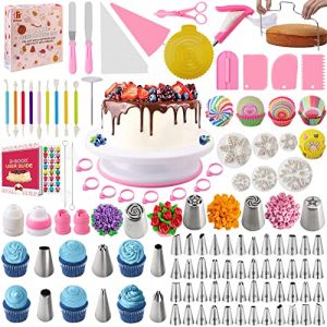 Nifogo Kit Patisserie Douille Patisserie 301 Pièces, Accessoire Patisserie, Ustensiles à Pâtisserie, Plateau Tournant Gateau, Poche a Douille, Caissettes Cupcake (Nifogo Deals, neuf)