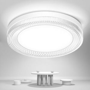 24W Plafonnier Rond en cristal, Plafonnier LED Moderne Étanche IP44, Design Ultra-mince φ18cm, 2880LM 120° Grand Angle, AC 85-265V, Économie d'Énergie pour Bureau, Couloir, Chambre, Salle de Bain (Viugreum-EU, neuf)