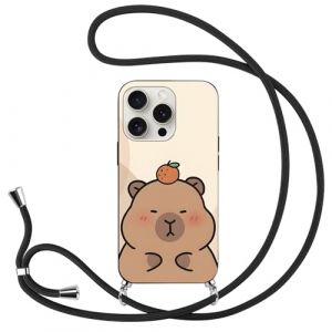 Anime Coque avec Cordon pour Samsung Galaxy S7 5.1'', Manga Cute Cartoon Capybara Motif Silicone TPU Housse Étui en avec Chaîne Collier Réglable Téléphone Portable Lanyard Noir Case (Hebi Peilian Planting Co., Ltd., neuf)