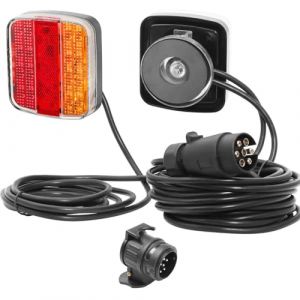 ETUKER 12/24v Feux De Remorque Led Magnétique,Kit Éclairage Remorque 7 Broches avec Faisceau Câble 2.5/7.5M avec 13 à 7 Convertisseur Feux Arrière Aimanté pour Remorque (ETUKER, neuf)
