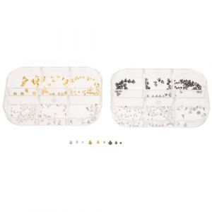 ABOOFAN Lot de 2 Bo&icirc;tes de Clous &agrave; Ongles Punk M&eacute;tal Breloques &agrave; Pointes pour D&eacute;coration d'Ongles Gothique 6 Compartiments Accessoires Nail Art Polyvalents pour Manucure et (Halleyham, neuf)