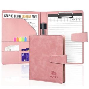 Agoer Porte Documents a5,Porte-bloc A5 en Pu Cuir avec Fermeture Magnétique Double, Porte Document Homme Femme Porte-Bloc-Notes Organiseur avec Bloc-notes A5 et Stylo,Autocollants pour Flèches (Rose) (Agoer, neuf)