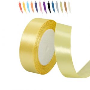 MORAINJAY 25mm Jaune P&acirc;le Ruban Satin,2.5cm Ruban Rouleau pour Emballage Cadeaux,23 M&egrave;tres Satin Ribbon Roll pour Bouquets,Ballon,Couture,N&oelig;uds,G&acirc;teau,D&eacute;coration de Mariage/Anniversaire/No&euml;l/F&ecirc;te (WN A6, neuf)