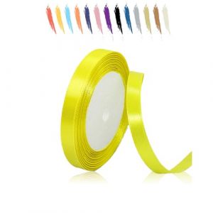 10mm Jaune Citron Ruban Satin pour Emballage Des Cadeaux,23 mètres Polyester Rubans pour Bouquets,Ballon,Couture,Nœuds,Gâteau,Satin Ruban Roll pour Décoration de Mariage/Anniversaire/Noël/Fête (Salty-Doggie, neuf)