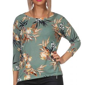 Only Femme Onlelcos 4/5 Aop Top Jrs Noos Pull, Multicolore (Chinois Green Aop: Flower Coll1), L EU (al-fashion, neuf)