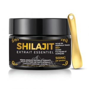 Shilajit Pur &ndash; &Eacute;nergie Naturelle 100% de l'Himalaya &ndash; R&eacute;sine Authentique, Riche en Acide Fulvique & Humique, +85 Min&eacute;raux & Oligo-&Eacute;l&eacute;ments, 50g (KunJuKeJi, neuf)