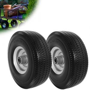 RUHUO 4.10/3.50-4" Pneu et Roue Sans Crevaison Pneu de Remplacement Solide et Robuste de 10 po Avec Trou D'essieu de 5/8 po Pneus Sans Chambre à Air Pour Brouette, Chariot de Jardin, Tondeuse à Gazon (RUHUO motorcycle Parts, neuf)