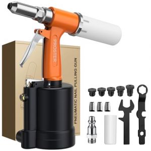 Proster Riveteuse Pneumatique Hydraulique 1780KGF Professionnelle avec 5 Embouts 2.4/3.2/4.0/4.8/6.4mm Pistolet à Riveter Pneumatique Compatible Aluminium Acier pour Carrosserie Atelier Construction (TIMEEU, neuf)