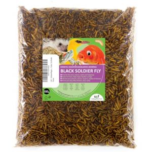UGF - Larves de Mouches Soldats Hermetia - Mieux Que Les vers de Farine s&eacute;ch&eacute;s (500 g) - 85 Fois Plus de Calcium Que Les vers de Farine Vivants - Friandises BSFL pour Oiseaux Sauvages, Tortues, Rats (Underground Food, neuf)