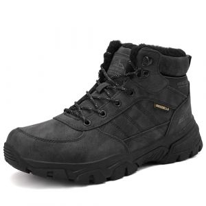 ARRIGO BELLO Chaussure Homme Hiver Bottes Fourr&eacute;es Neige Bottines Chaude Cuir Randonn&eacute;e Antid&eacute;rapant Boots Taille 41-46 (A Noir, Taille 44) (ArrigoBello, neuf)
