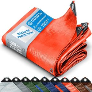 KARAT - Bâche de Protection - Tarpaulin étanche, résistant à la déchirure - Bâche avec Oeillets Inoxydable - Couverture extérieure pour travaux - Epaisse densité 80 g/m², Orange 8x14 m (Velvet Trading, neuf)