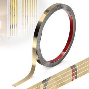 efuturetime Moulure Autocollante en Acier Inoxydable, 1cmx5m, Garniture Murale Autoadh&eacute;sif, Moulure Flexible avec Effet Miroir pour D&eacute;coration de Meuble, Bordure de Miroir, Mur, Porte, Plafond, Dor&eacute; (efuturetime, neuf)
