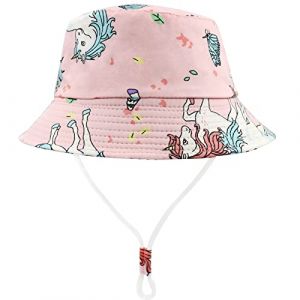 FenFang Chapeau de Soleil Enfant, Casquette de Plage Bebe Chapeau de Pêcheur Garçon Fille, Chapeau Bob Bord Large UV Protection, Chapeaux de Seau Dinosaure Été 1 2 3 4-8 Ans (Rose, 1-2 Ans) (Qstyle, neuf)