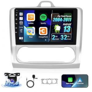 Android 13 Double Din Autoradio pour Ford Focus 2004-2011 avec Carplay Android Auto, 9'' HD Touchscreen Radio Player avec Bluetooth WiFi GPS FM EQ Mirror Link, écran partagé+caméra de recul (xinshunhangdianpu, neuf)