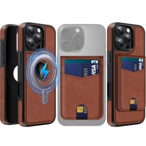 MOBESV 2 in 1 Coque en Cuir pour iPhone 16 Pro Max avec Portefeuille Support, &Eacute;tui Magn&eacute;tique Compatible avec MagSafe, Housse avec Porte Cartes &Eacute;l&eacute;gant (Marron) (NineFox, neuf)