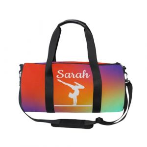 Sac de gymnastique personnalis&eacute; pour filles - Sac de gym pour enfants - Sac de danse - Turquoise violet - Sac de rangement d'&eacute;quipement de gymnastique - Cadeau de gymnastique personnalis&eacute;, Couleur 1 (Yopersonalizes, neuf)