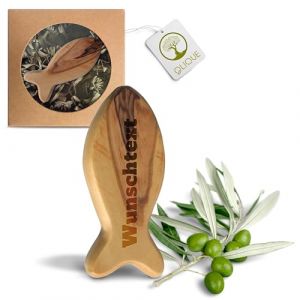 Poisson en bois d'olivier - Figurine artisanale faite à la main, idéale comme cadeau de naissance, de baptême, de communion et de confirmation (avec gravure) (Vendix-Shop, neuf)