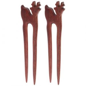 TOPPERFUN 2 pi&egrave;ces &Eacute;pingles Cheveux Bois Sculpt&eacute; Vintage Forme U Accessoires Mariage &Eacute;l&eacute;gants Baguettes Fran&ccedil;aises pour Chignon Bijoux T&ecirc;te Oriental Lot (Linuya, neuf)