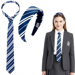 Bandeau ray&eacute; bleu et blanc, bleu bordeaux, &eacute;charpe ensemble d'accessoires de costume de sorcier pour femmes adultes et filles pour cosplay et f&ecirc;tes (erfeixiaodianzi, neuf)