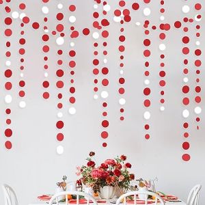 46Ft Décorations de Fête Rouges de uirlandes à Pois Rouges et Blancs à Suspendre en Papier à Pois pour la Saint-Valentin Noël Nouvel an Anniversaire Diplôme Mariage Bapteme Fiesta Decor Fournitures (MZY Co., Ltd, neuf)