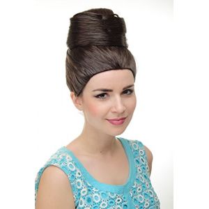 WIG ME UP - Perruque dame avec choucroute chignon brun forme de turban vintage rétro années 50 60 GFW2200-6 (VK Event Fashion, neuf)