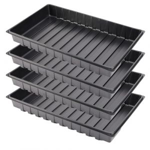 Garronda Plateau de Culture, Bac de Culture en Plastique pour Mini Serre et Semis, Plateau pour Plantes et Jardin, Bac de Germination Étanche, Idéal pour Potager et Balcon, Lot de 4 (53x32 cm, Noir) (Hisert, neuf)