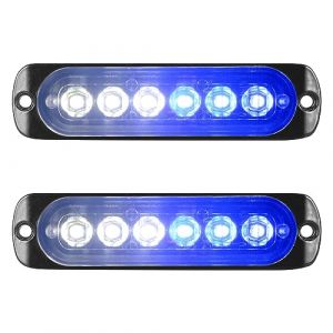 Willpower 2pcs 6LED Feu Stroboscopique Urgent Bleu Blanc Feux de Gabarit Latéraux Voiture 12V 24V Barre Lumineuse LED Balise Clignotante de Sécurité pour Remorque Utilitaire Bateau Tracteur Véhicule (YZ-EU, neuf)