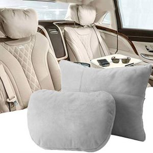 Kwak's Ensemble de Coussin de Taille d'appui-t&ecirc;te, Maybach Design S Class Coussin d'appui-t&ecirc;te de Voiture Super Doux Support Lombaire Fraude Housse en Daim PP Coussin de Remplissage en Coton(Gris) (Kwak's Official Store FR, neuf)