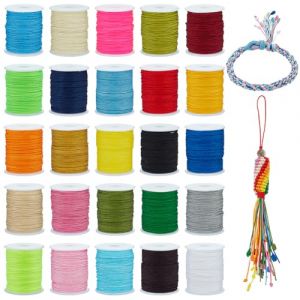 PH PandaHall 25 Couleurs Fil de Nylon Cordon Bracelet, Nylon Corde Macram&eacute; 0.8mmx10m Fil Nylons Bracelet Corde en Tress&eacute;e pour Bijoux Bracelets Collier N&oelig;uds Chinois, Kumihimo, Macram&eacute; (PandaHall FR, neuf)