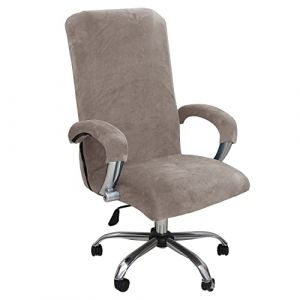 KAYBTNT Housse de Fauteuil de Bureau en Velours, Housse de Chaise de Bureau Extensible avec Housse Accoudoir, Universel Housse pour Fauteuil de Bureau Dossier Haut, Lavable,Taupe,Large (KAYBTNT, neuf)