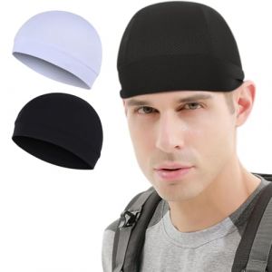 2 Pcs Bonnet Casque, Casquette de Cyclisme sous Casque, Sports Bandana Casquette, Bonnet d'&eacute;t&eacute; Bonnet de V&eacute;lo, Doublure de Casque, pour Cyclisme Course Moto Course &agrave; Pied Ski (Noir+Blanc) (QUQU JIANING, neuf)
