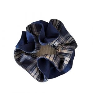 Chouchou En Tissu Chouchou &agrave; cheveux raffin&eacute; en tissu &eacute;cossais double couche (1 pi&egrave;ce) - Accessoire automne/hiver(1pc Blue) (kaifengyuye, neuf)