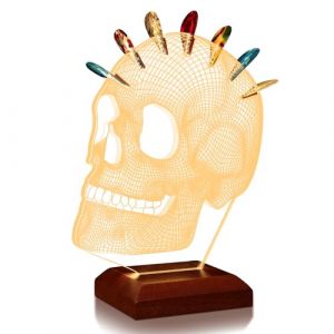 CoolGift Mart Support de m&eacute;diator lumineux en acrylique en forme de t&ecirc;te de guitare &eacute;lectrique, Jaune chaud, Cr&acirc;ne (COOLGIFT MART, neuf)