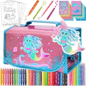 Marqueurs parfumés pour enfants - Kits artistiques pour enfants, Cadeaux de sirène pour les filles - Coloriage inclut des marqueurs parfumés, des marqueurs à points, une trousse de sirène scintillante (Amitie Lane, neuf)