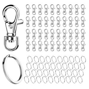 Anneaux Porte Clé, Mousqueton Porte Clef Métal Anneaux, Mousqueton Porte Clé en Métal, Mousquetons Pivotants de, Porte Clés en Métal Robuste, Porte Clés en Métal avec étiquette Inscriptible (mengoo, neuf)