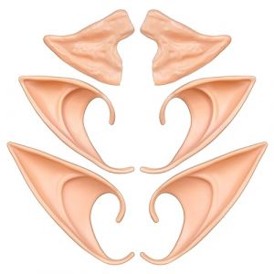 Aomig 3 Paires Oreille Elfe Femme, Elf Ears, Latex Fée Oreilles en Latex pour Cosplay Oreilles d'Elfe Halloween Noël Toute Soirée à Thème(12.5cm & 10cm& 6.5cm) (OODDH, neuf)