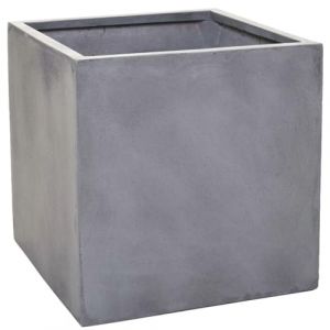 Vivanno Pot de fleurs carré en fibre de verre - Résistant au gel - 45 x 45 x 45 cm - Design béton gris - Pot de fleurs carré pour l'extérieur et l'intérieur (AE Trade, neuf)