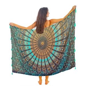 Paréo Femme Plage Grande Longue Avec Des Franges Noir Sexy Xxl Longue Robe Jupe Tapisserie Foulard Écharpe Coton Sarong 180X110Cm (Boho Paradise UK, neuf)