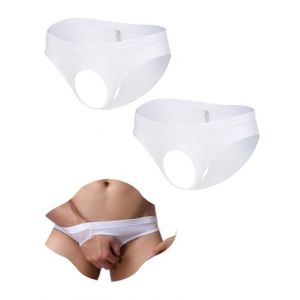 ohyeahlady String Homme Chic Slip Soie Glac&eacute;e sans Couture Chic Tanga Soie Tenue Homme Club Libertin Sissy sous Vetement Lingerie et V&ecirc;tements Jockstrap Suspensoir(2pcs-Blanc,M) (ohyeahlady, neuf)