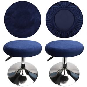 HuaLiSiJi Housse Tabouret Rond Housse Tabouret de Bar, Tissu de Luxe, Diam&egrave;tre 30-40cm, Extensible, Infroissable, Lavable et Anti-Poussi&egrave;re (2 Pi&egrave;ces Bleu Marine) (HuaLiSiJi, neuf)