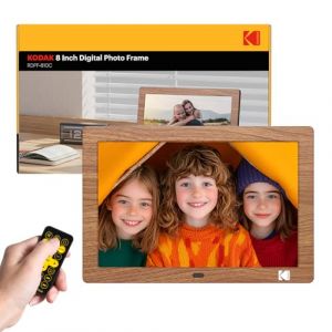 KODAK Cadre Photo Num&eacute;rique 8 Pouces, Cadre Num&eacute;rique Photo sans WiFi avec T&eacute;l&eacute;commande, Cadre Num&eacute;rique &Eacute;lectronique avec &Eacute;cran HD IPS, Images/Vid&eacute;os/Lecteur de Musique, Mise en on/Off Automatique (ROFANTY, neuf)