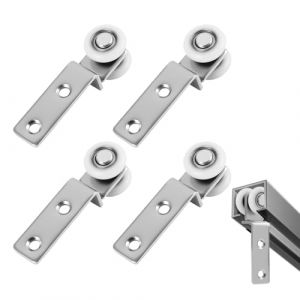 Lot de 4 roulettes de 20 mm pour porte coulissante, rideaux et placards, roulettes silencieuses, installation rapide, haute capacit&eacute; de charge, syst&egrave;me de montage flexible (JiaHeHe, neuf)