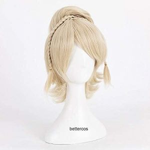Cosplay Wig Final fantasy xv lunafreya nox fleuret princesse luna cosplay perruque courte lumière blonde blonde perruque de cheveux+ perruque résistant à la chaleur synthétique résistante à la chaleur (YangJiangJiangChengHuoLunDianZiShangWuShangHang, neuf