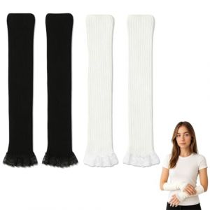 Mitaines Chaudes Manchette Arm Warmers Manches Gants Tricot&eacute;es Manchette Bras Hiver Chauffant Mitaines Longues D&eacute;coration Chaud (ANETTEE GLOBALISS, neuf)