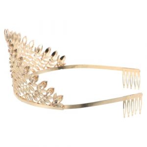 PRETYZOOM Tiare de Mariage en Alliage Dor&eacute; Clair Strass &Eacute;tincelants, Serrage-t&ecirc;te de Mari&eacute;e Oversize, Accessoire Cheveux Femme pour Robe de Mari&eacute;e Princesse, Coiffe &Eacute;l&eacute;gante et Moderne (Coddle HSY, neuf)