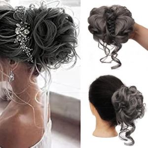 Chignons Perruque tête sphérique mode femme grosse poignée longue barbe cheveux bouclés en désordre Bague chignon cheveux bouclés femme sac Postiches pour femmes(Dark gray) (zhongchengwu, neuf)